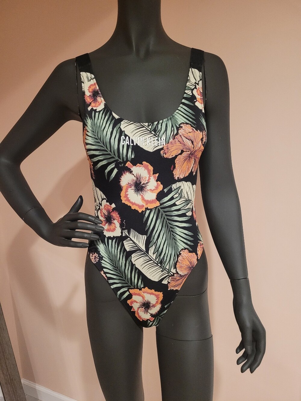 Calvin Klein Black Floral Tropical One-Piece Swimsuit